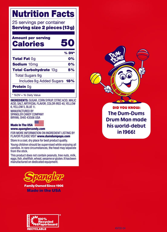 Dum Dums Cream Soda - 50 Count