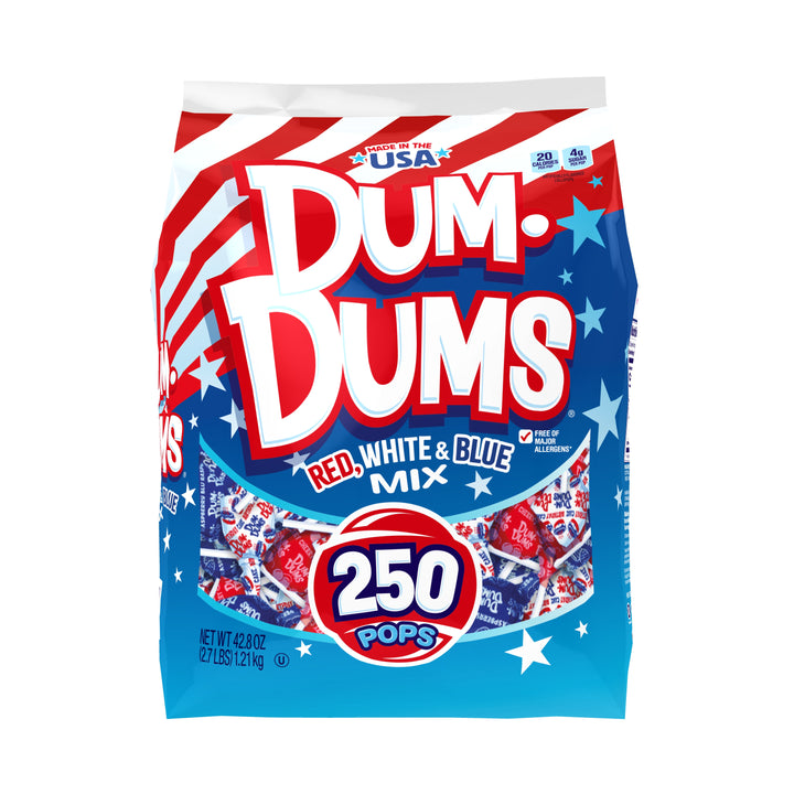 Dum Dums Red, White & Blue Mix – 250 Count Bag